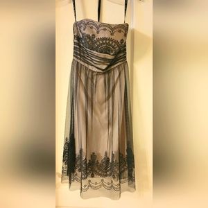 David Bridal dress, size 4. Color nude/black